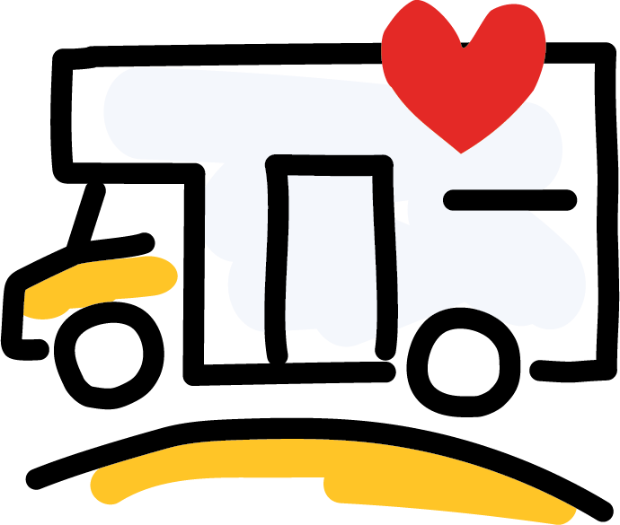 A drawn Care Mobile with a heart on it
